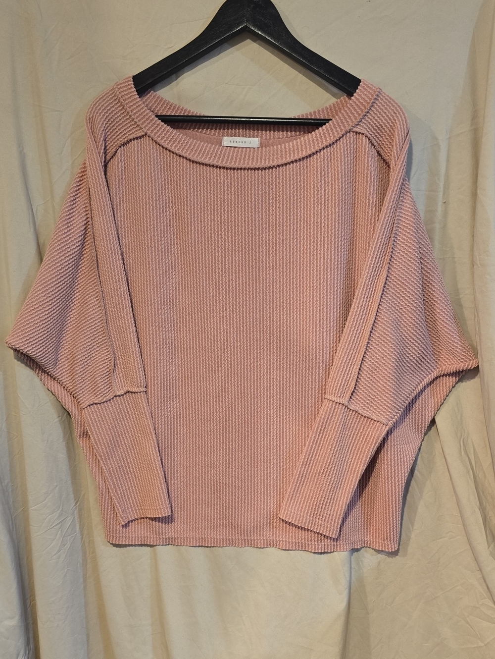 Reborn J Waffle Knit Scoop Neck Sweater - Dusty Rose